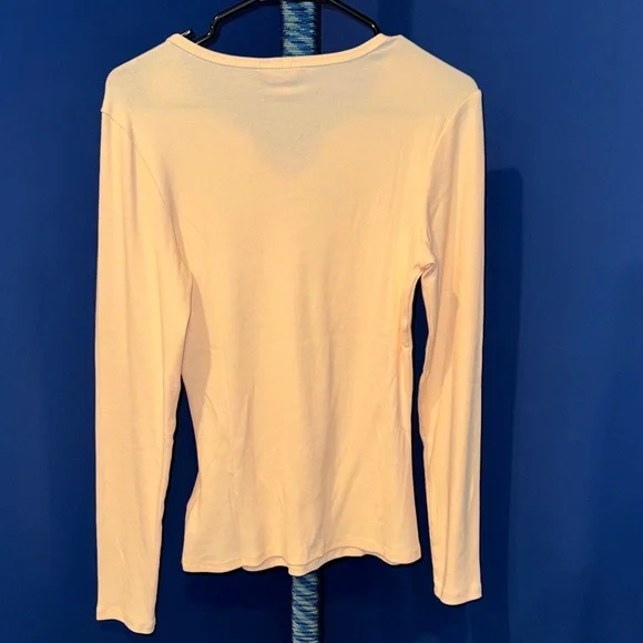 GUESS - NWT Peach Long-Sleeve Ribbed Top Size Large - Picture 3 of 14